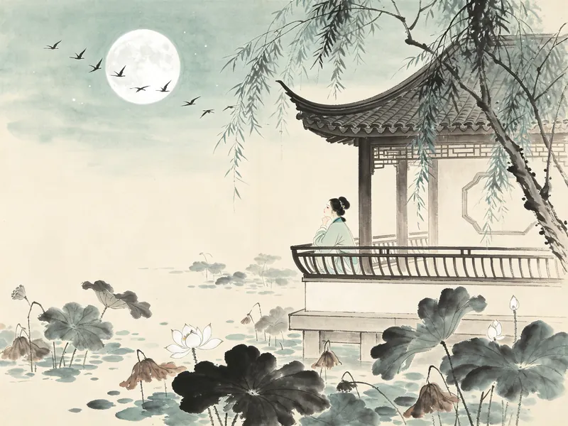 秋夜雁字南飞，月光洒满西楼